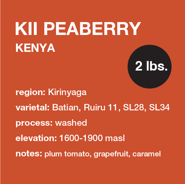 **NEW** KENYA Kii Peaberry 2 lbs. bag
