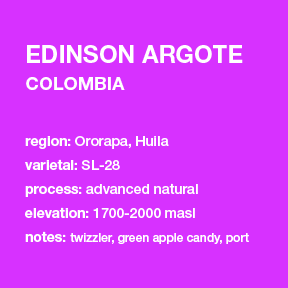 **NEW** COLOMBIA Edison Argote 12 oz. bag