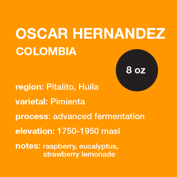 **NEW** COLOMBIA Oscar Hernandez // 8 oz only 8 oz. bag