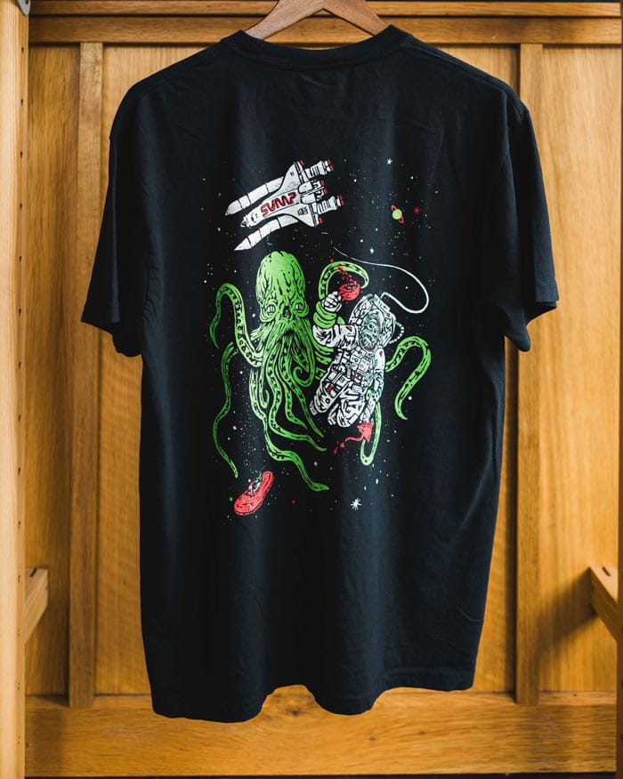 **NEW** Sump in Space // Red and Green on Black T-Shirt