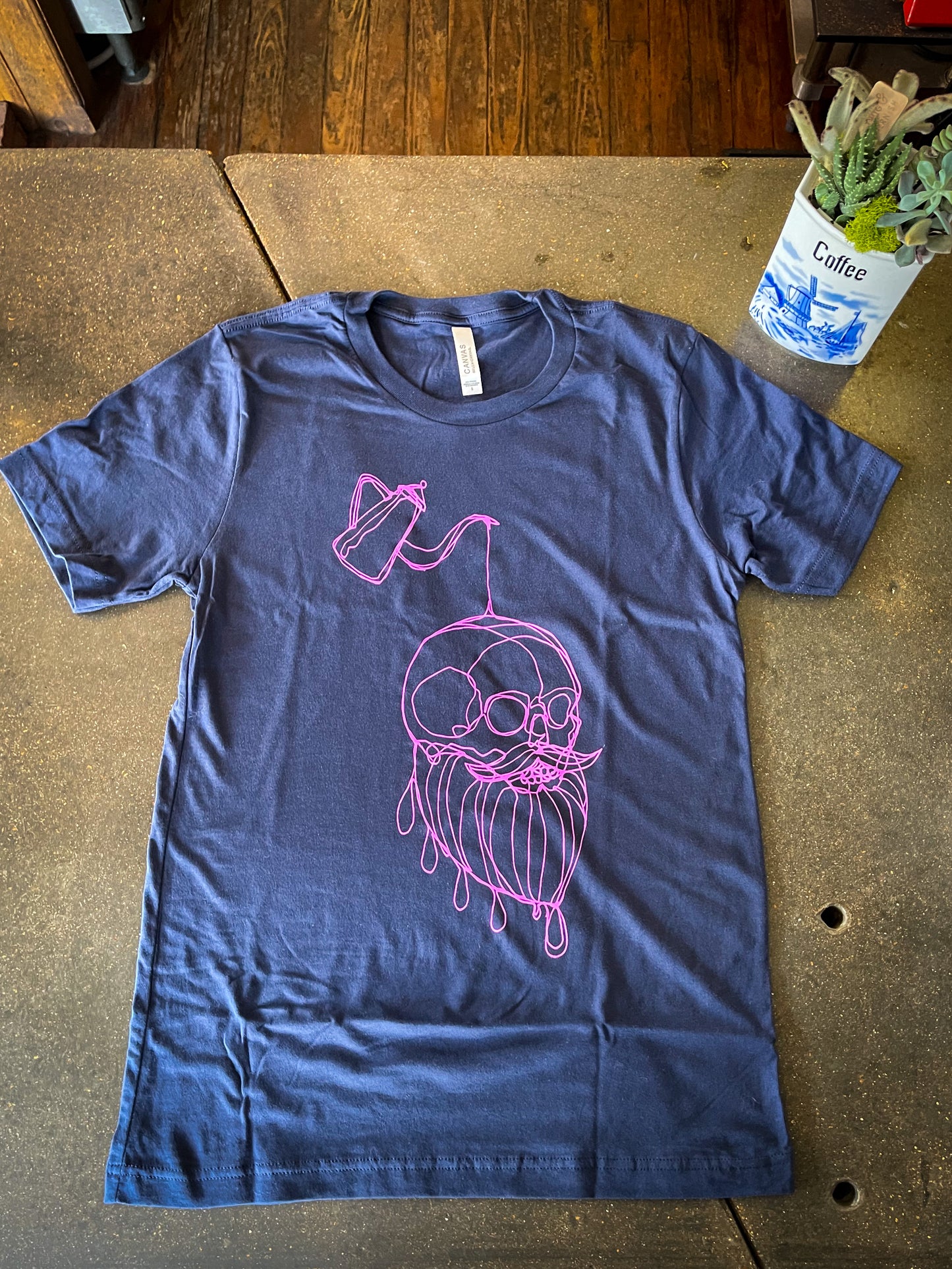 Neon Drip Logo on Navy T-Shirt